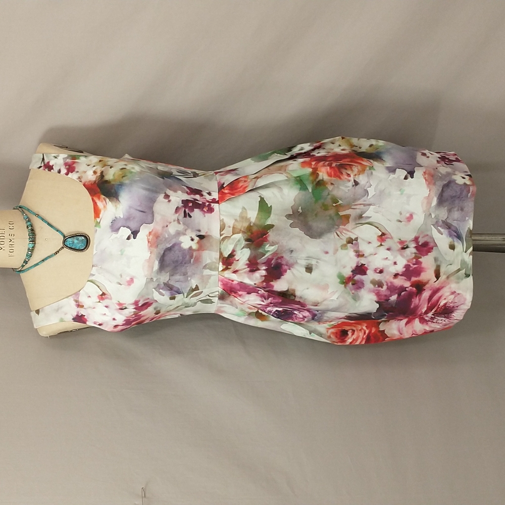 Summer Sundress Mini Short Dress Watercolor Colorful Floral Artsy Print Quality